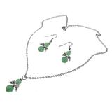 Set ingerasi aventurin verde natural, GlamBazaar, 44 cm, cu Aventurin, Verde, tip set bijuterii handmade cu pietre naturale