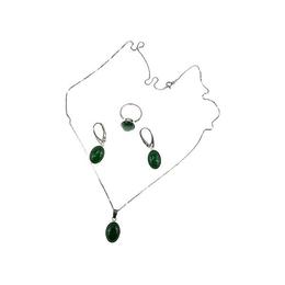 Set argint cu agate verzi 14x10 MM si lantisor inclus, GlamBazaar, cu Agate, Verde, tip set bijuterii de argint 925 cu pietre naturale