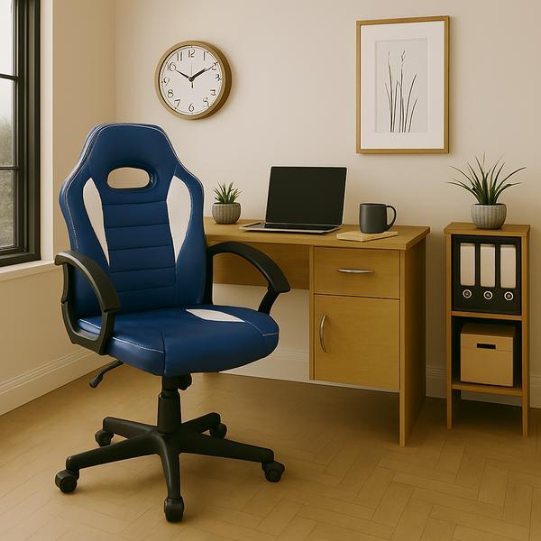 Scaun gaming US92 Euro albastru-alb - Unic Spot Ro