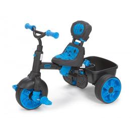 Tricicleta pentru copii 4 in 1 cu maner pentru impins, spatiu depozitare, si gentuta Little Tikes albastra Neon
