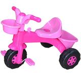 Tricicleta cu pedale pentru copii,cheita si cos de cumparaturi, Roz Nebunici