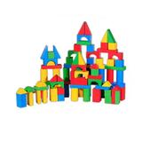 Set Cuburi constructii copii din lemn 120 piese multicolore Nebunici