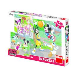 Puzzle clasic pentru copii 3 in1 - Mickey Mouse si prietenii sai facand sport Nebunici