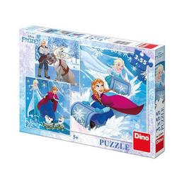 Puzzle clasic pentru copii 3 in 1 - Elsa si Ana, Regatul de Gheata, 3 x 55 piese Nebunici