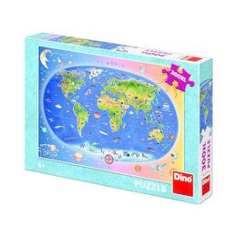 Puzzle clasic pentru copii 300 piese - Harta Lumii XL Nebunici
