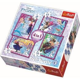 Puzzle clasic pentru copii 4 in 1 - Frozen Regatul de Gheata, Elsa si prietenii sai, 207 piese Nebunici - Terfl