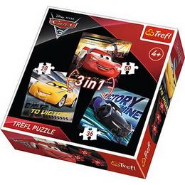 Puzzle clasic pentru copii 3 in 1 - Cars, 106 piese Nebunici - Terfl