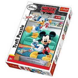 Puzzle clasic copii Mickey Mouse si Donald Duck la joaca, 100 piese Nebunici
