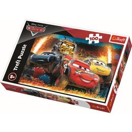 Puzzle clasic pentru copii - Fulger McQueen Cars Cursa Extrema 100 piese