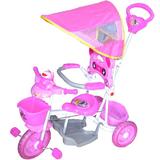 Tricicleta cu pedale si maner de impins pentru copii,  figurina pisicuta , roz Nebunici