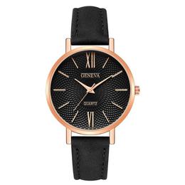 Ceas de dama elegant geneva cs936, curea piele, model negru