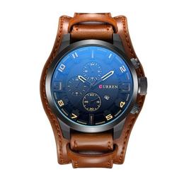 Ceas barbatesc curren cs869, casual, curea piele, rezistent la apa, afisare data, model maro