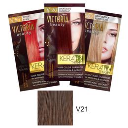 Sampon Nuantator cu Keratina Camco Victoria Beauty Keratin Therapy, nuanta V21 Medium Brown, 40ml