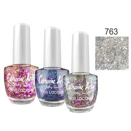 Lac de unghii alfar catherine arley silky touch glitter, nuanta 763 sparkling grey, 14ml