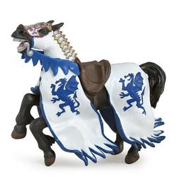 Figurina papo - calul regelui cu blazon dragon, albastru
