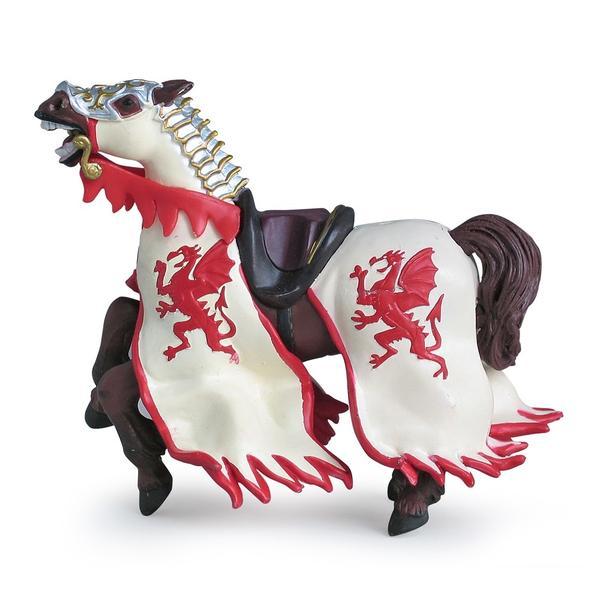 Figurina papo-calul regelui cu blazon dragon rosu