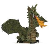 Figurina Papo-Dragon verde inaripat cu flacari