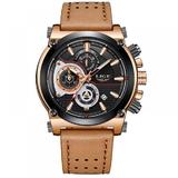 Ceas barbatesc Lige mecanism Quartz curea din piele maro rezistent la apa 3ATM(30m) calendar chronograph stil Sport