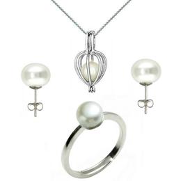 Set Perla Surpriza cu Inel si Cercei Perle Naturale Albe - Cadouri si Perle