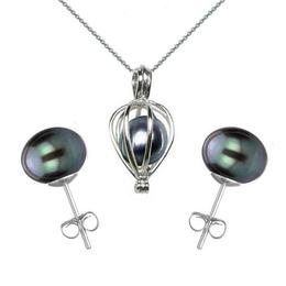Set Perla Surpriza cu Cercei Bumb Perle Naturale Negre - Cadouri si Perle
