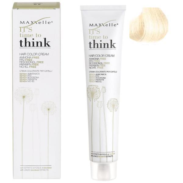 Vopsea de Par fara Amoniac cu Ulei de Argan - Maxxelle Think Hair Color Cream Ammonia-Free, nuanta 11.0 Ultra Platinum Blonde