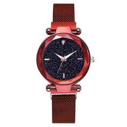 Ceas dama geneva cs974, model starry sky, bratara magnetica, elegant, rosu