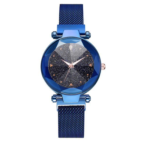 Ceas dama Geneva CS965, model Starry Sky, bratara magnetica, elegant, albastru