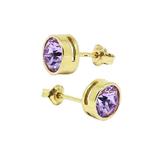 Cercei Argint 925 placati cu Aur Galben cu Swarovski Cristale Mov, GlassIdeas, Beautiful Bijuterii Argint, Cercei Argint Aurit Cristale Transparente Violet Deschis Auriu, Set 2 cercei, Gratuit Ambalare Cadou