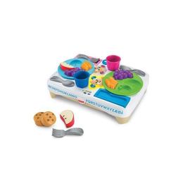 Jucarie cu activitati interactiva Fisher Price Masa cu alimente si accesorii detasabile in limba norvegiana