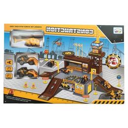 Set de joaca Garajul constructorilor cu doua utilaje si elicopter - Dino