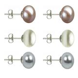 Set Cercei Argint cu Perle Naturale Lavanda, Albe si Gri de 10 mm - Cadouri si perle