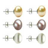 Set Cercei Argint cu Perle Naturale Crem, Lavanda si Albe de 10 mm - Cadouri si perle