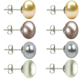 Set Cercei Argint cu Perle Naturale Crem, Lavanda, Gri si Albe de 10 mm - Cadouri si perle