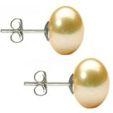 Cercei Argint cu Perle Naturale Buton, Crem, de 10 mm - Cadouri si perle