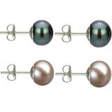 Set Cercei Argint cu Perle Naturale Negre si Lavanda de 7 mm - Cadouri si perle