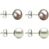 Set Cercei Argint cu Perle Naturale Lavanda si Albe de 7 mm - Cadouri si perle