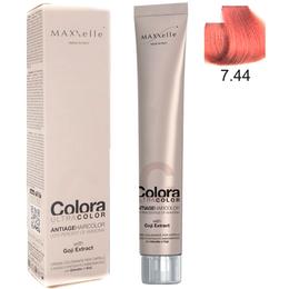 Vopsea profesionala cu extract de goji - maxxelle colora ultracolor antiage haircolor, nuanta 7.44 intense copper blonde