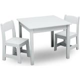 Set masă și scaune solide din lemn pentru camera copiilor, Alb - Eurekakids