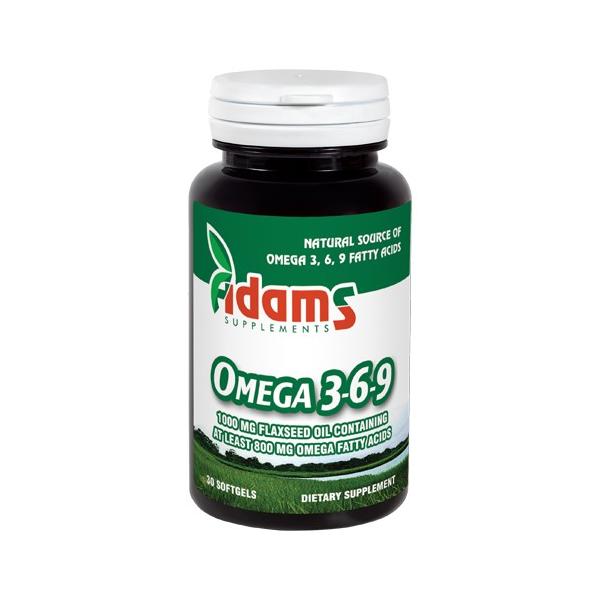 Omega 3-6-9 Ulei din Seminte de In 1000mg Adams Supplements, 30 capsule