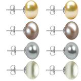 Set Cercei Aur Alb cu Perle Naturale Crem, Lavanda, Gri si Albe de 10 mm - Cadouri si Perle
