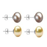 Set Cercei Aur Alb cu Perle Naturale Lavanda si Crem de 10 mm - Cadouri si Perle
