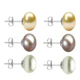 Set Cercei Aur Alb cu Perle Naturale Crem, Lavanda si Albe de 10 mm - Cadouri si Perle