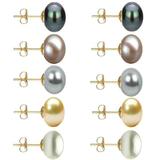 Set 5 Perechi Cercei Aur cu Perle Naturale de 10 mm