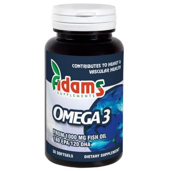 Omega 3 1000mg + Vitamina E Adams Supplements, 30 capsule