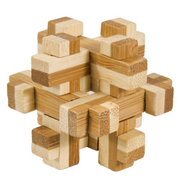 Joc logic iq din lemn bambus în cutie metalică - 10 Fridolin