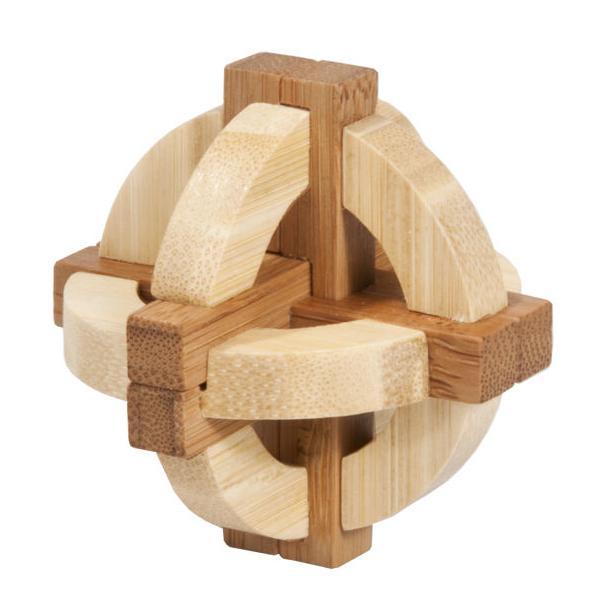 Joc logic iq din lemn bambus în cutie metalică - 1 Fridolin