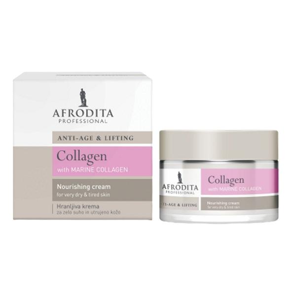 Crema Nutritiva pentru Ten Uscat si Obosit - Cosmetica Afrodita Anti-Age & Lifting Collagen Nourshing Cream, 50 ml
