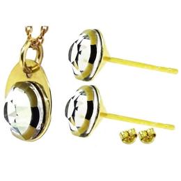 Set Bijuterii Argint 925 placat cu Aur Swarovski Cristale, GlassIdeas (pandantiv lantisor + cercei )