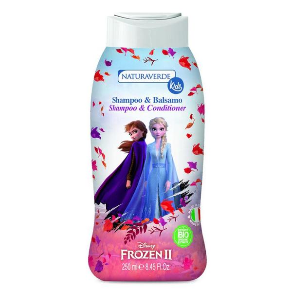 Sampon si Balsam pentru Copii Extract Organic de Albastrele cu Mosc Alb - Naturaverde Kids Frozen II Shampoo&Conditioner, 250 ml