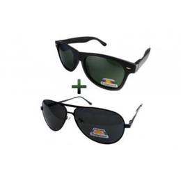Set ochelari de soare polarizati: ochelari Wayfarer Nerd+ochelari aviator negri